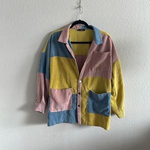Shein corduroy multicolor button up